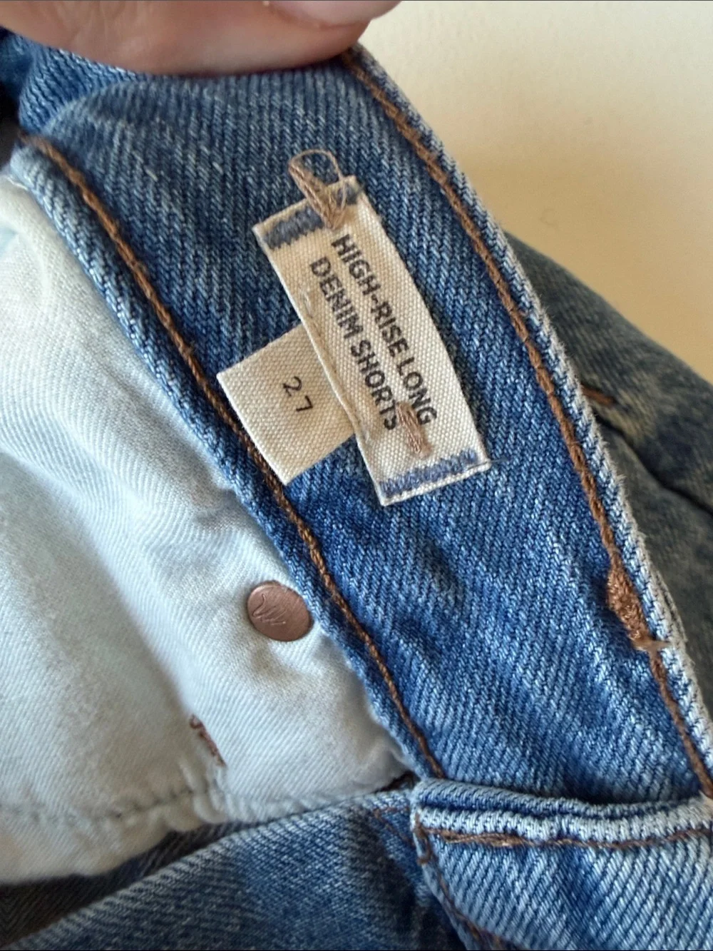 Madewell high rise long denim shorts